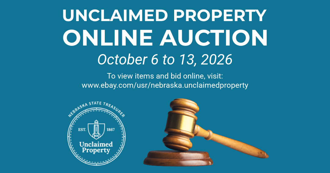 gavel for Unclaimed Property Auction on eBay, October 6-13, 2026