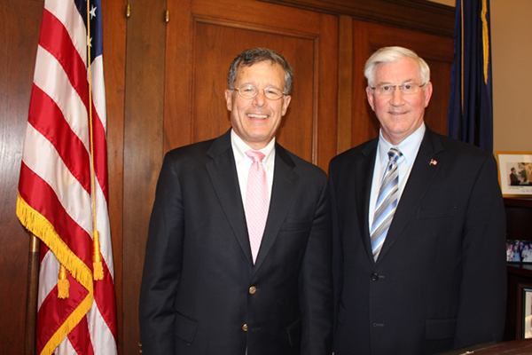 Treasurer Don Stenberg with John S. McCollister, executive
            director of the Platte Institute