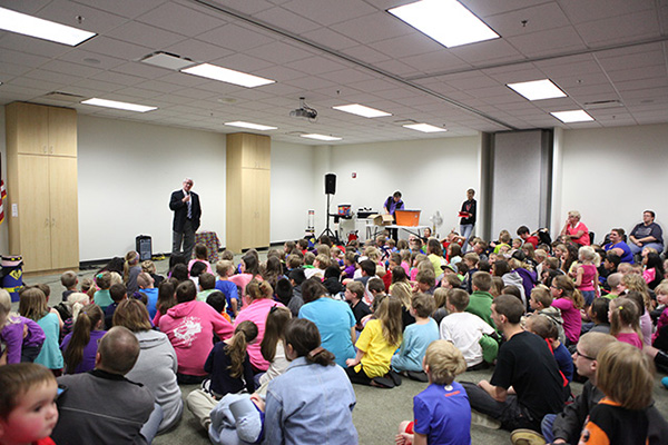 Treasurer Stenberg welcomes visitors to the opening of the Fantastic Future Me exhibit at the Grand Island Public Library. Photos courtesy First National Bank of Omaha.