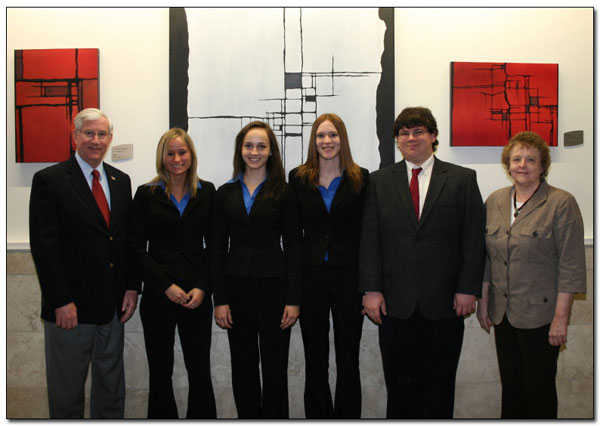 State Treasurer Don Stenberg is pictured with winning students from Johnson-Brock High School.
